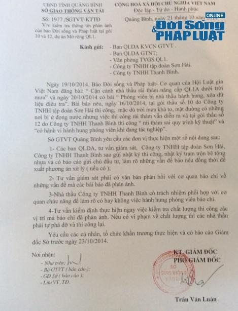 Bộ trưởng Thăng “hỏa tốc” chỉ đạo xử lý vấn đề báo ĐSPL nêu - Ảnh 2 Bộ trưởng Thăng “hỏa tốc” chỉ đạo xử lý vấn đề báo ĐSPL nêu - Ảnh 2
